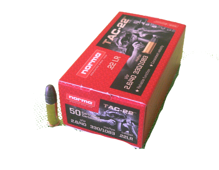 P1120123 Amunicja .22 LR Norma TAC-22 LFB 2.6g/40gr (50 szt.) - obrazek 1
