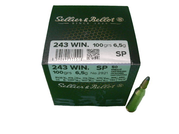 SellierBellot_243win(50szt) AMUNICJA KULOWA 243 WIN. SP 6,5g 100grs. BOX 50 - obrazek 1