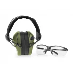 Ochronniki słuchu aktywne RealHunter Active PRO oliwkowe + okulary - obrazek 2