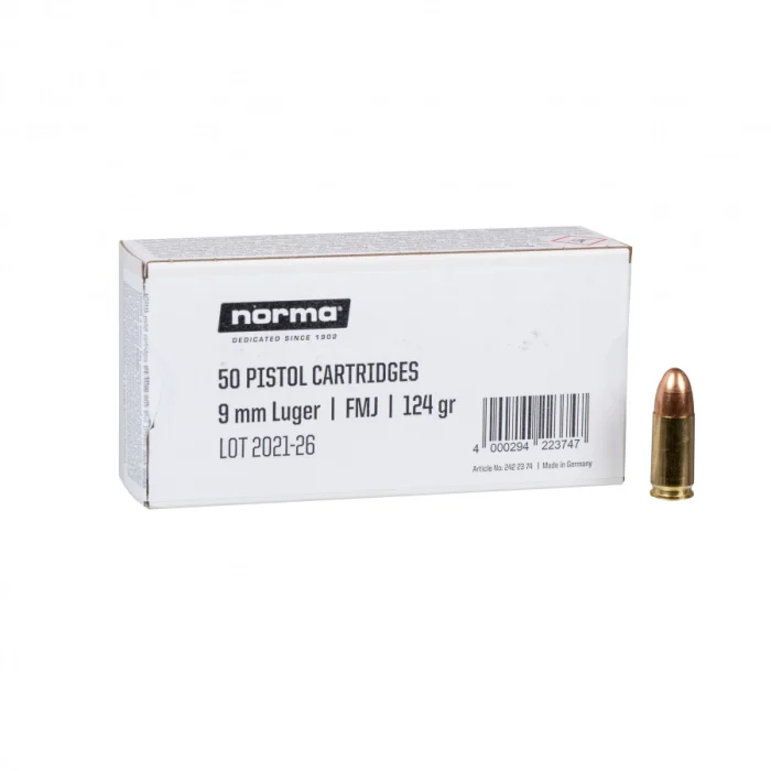 Amunicja Norma 9x19 kup - widok z przodu